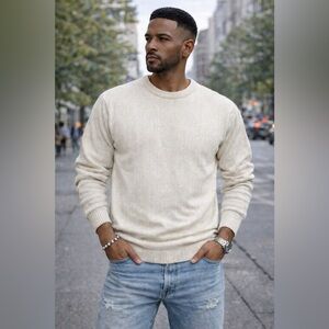 Classic Cream Crewneck Sweater